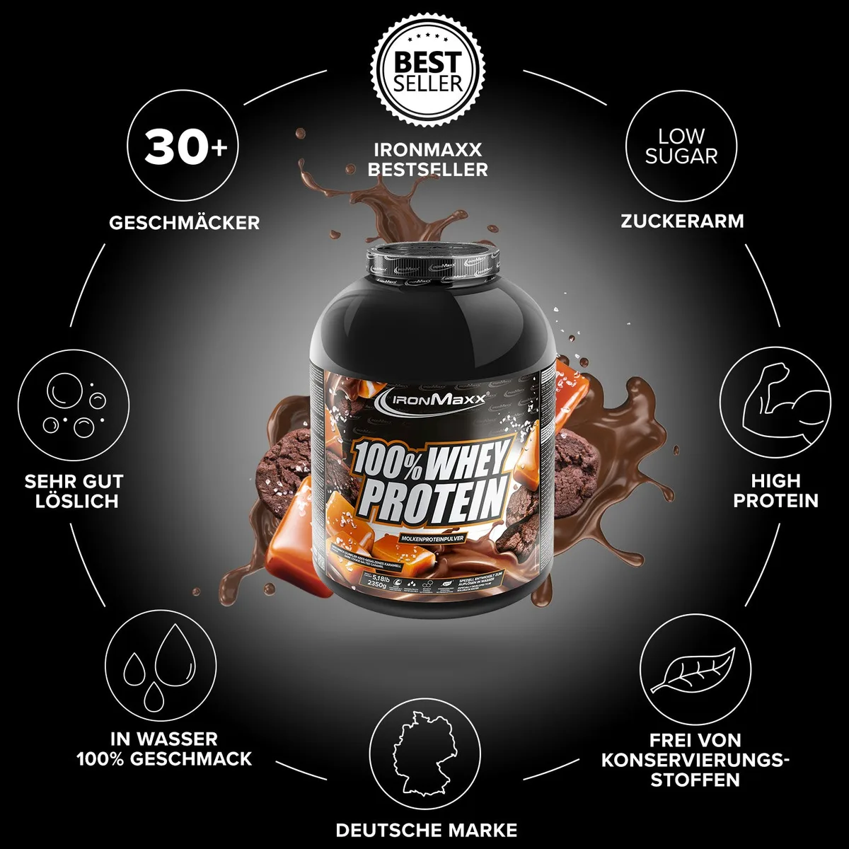 100% Whey Protein (2350g) - Dark Cookies Salted Caramel – Bild 5