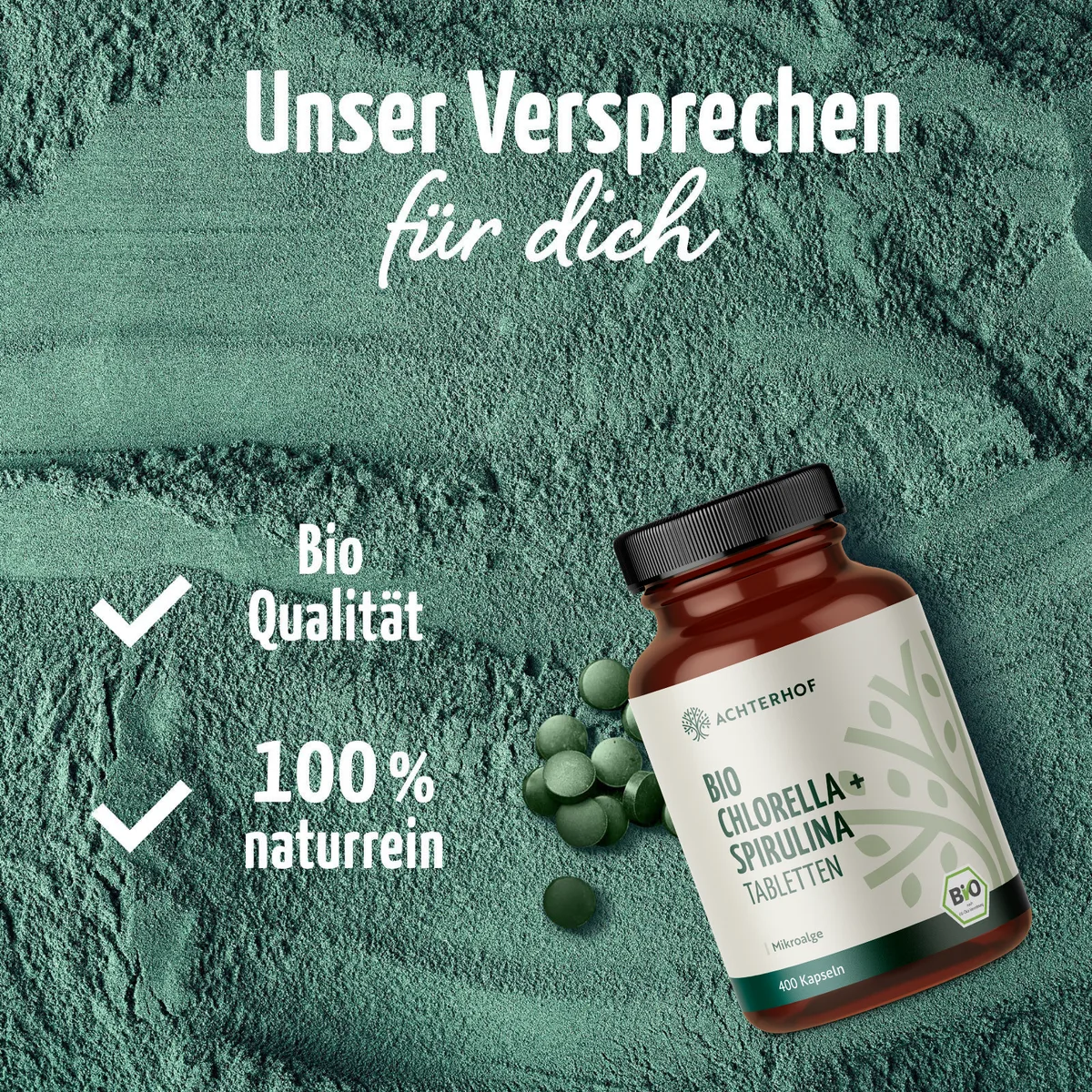 Chlorella & Spirulina Algen Tabletten Bio (400 Tabletten) – Bild 3