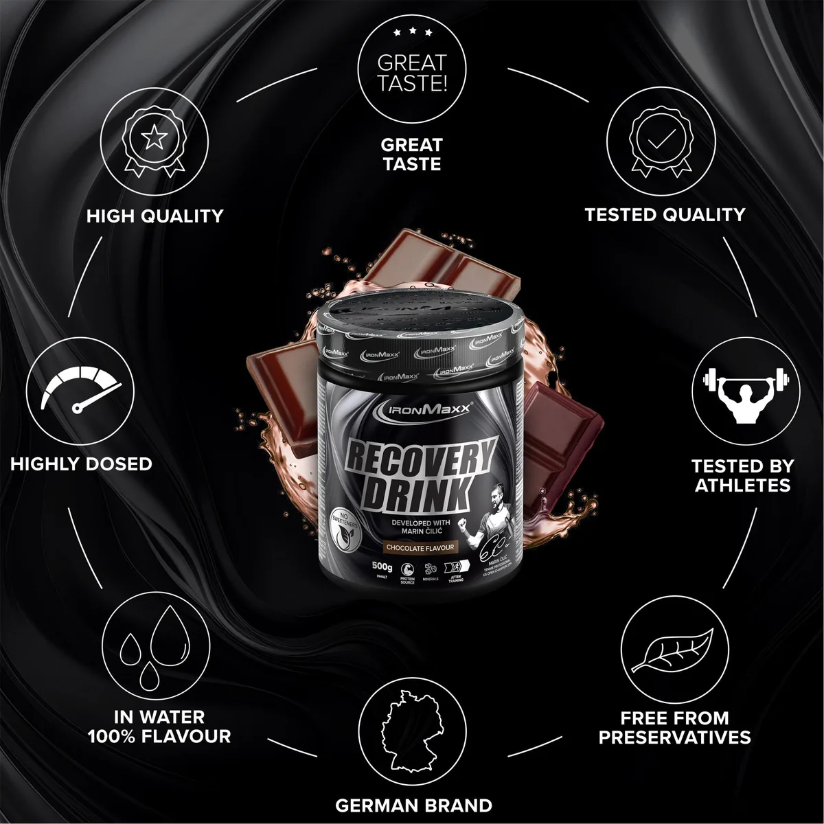 Recovery Drink Pulver by Marin Cilic (500g) - Chocolate – Bild 5