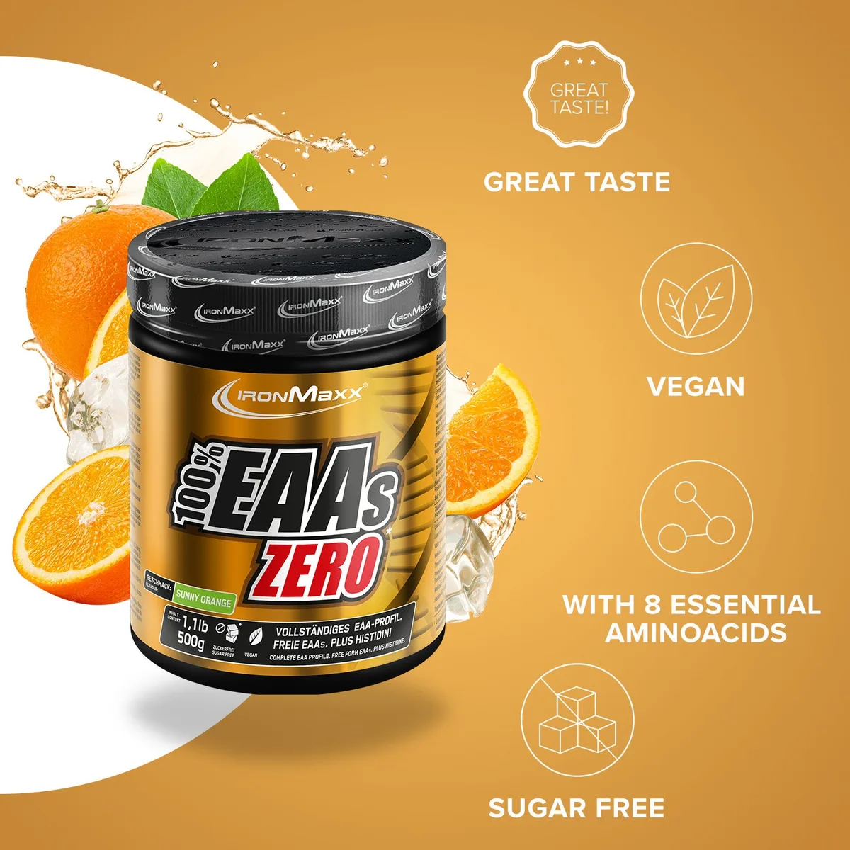 100% EAAs Zero (500g) - Sunny Orange – Bild 8