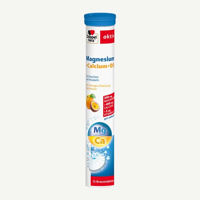Doppelherz Magnesium + Calcium + D3 Brausetabletten Basic / 15 Brausetabletten