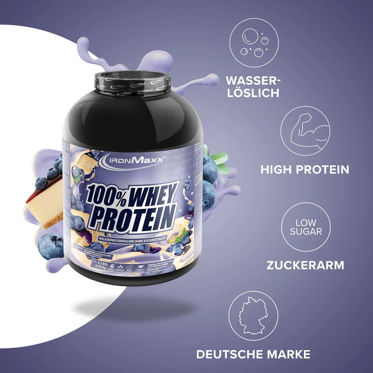100% Whey Protein (2350g) - Blueberry Cheesecake – Bild 2