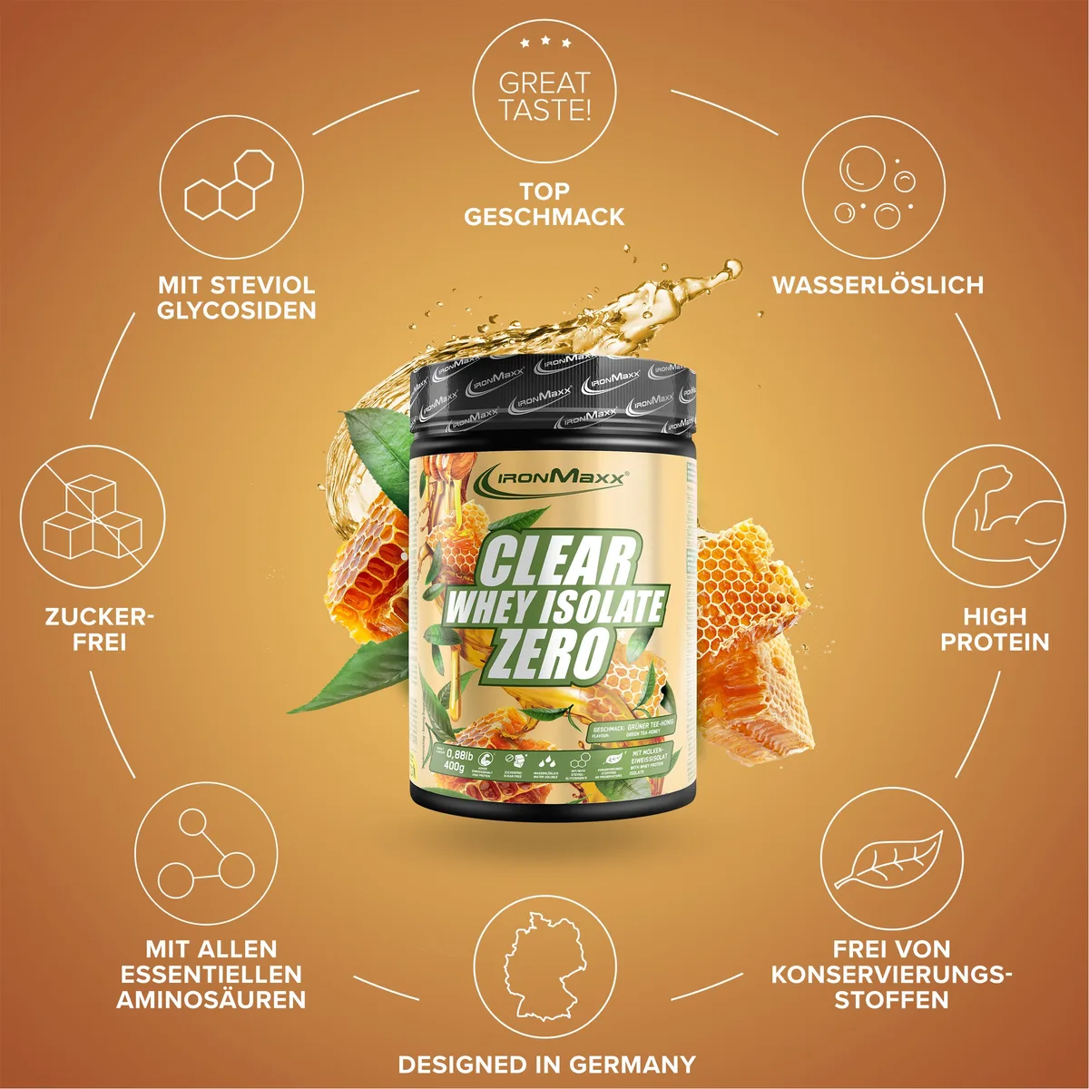 Clear Whey Isolate ZERO (400g) - Honey Green Tea – Bild 5
