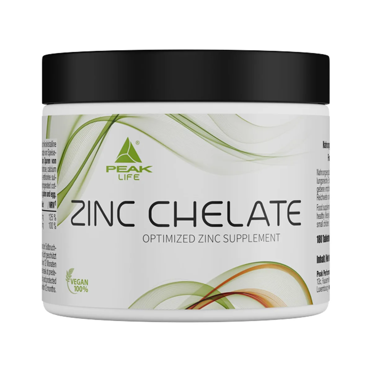 PEAK Zink Chelat - 180 Tabletten I 360 Portionen I 90g Packung I hohe Bioverfügbarkeit dank Chelat-Form I mit Kupfer optimiert I Haut, Haare, Nägel I normale Funktion des Immunsystems