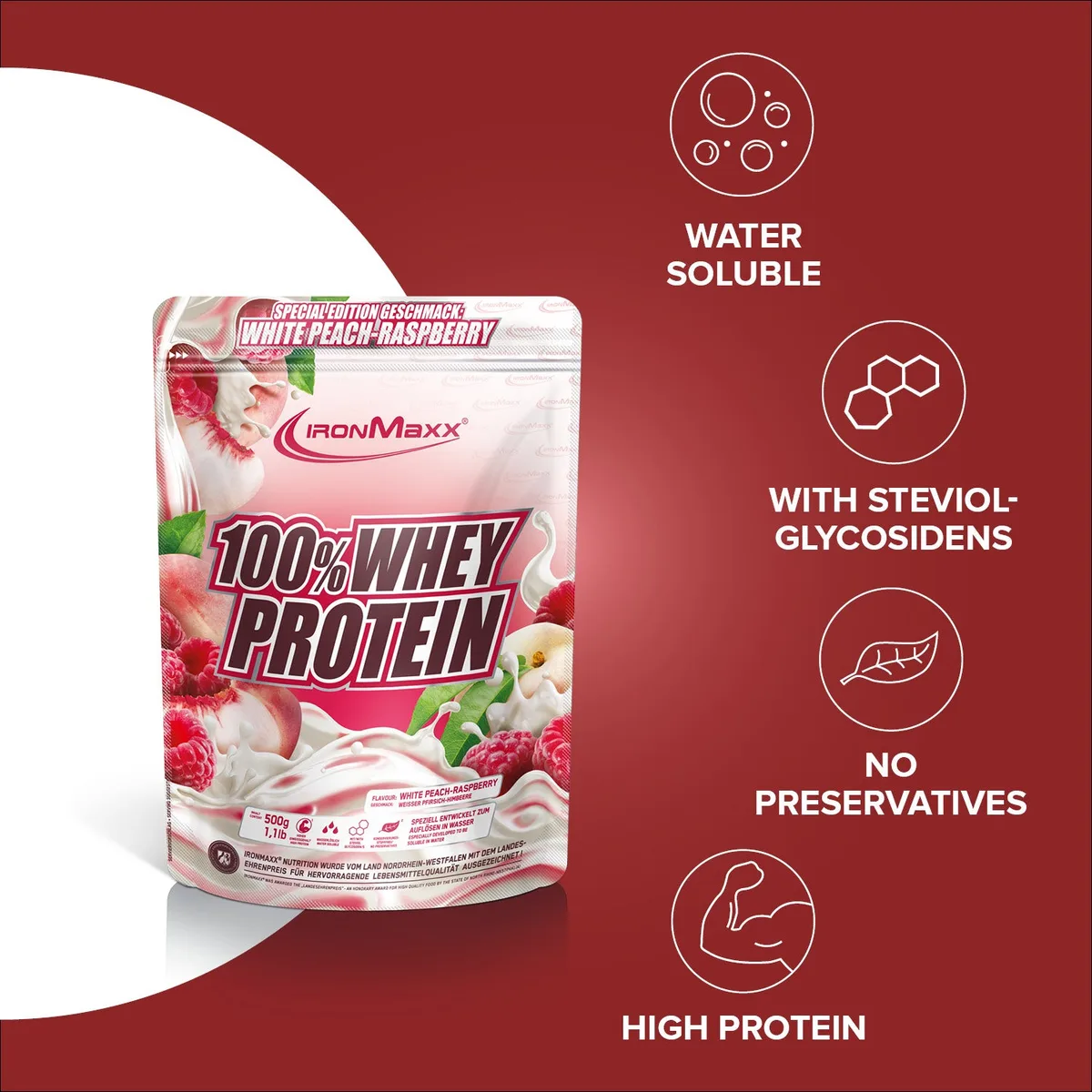 100% Whey Protein (500g) - White Peach Raspberry (Special Edition) – Bild 7