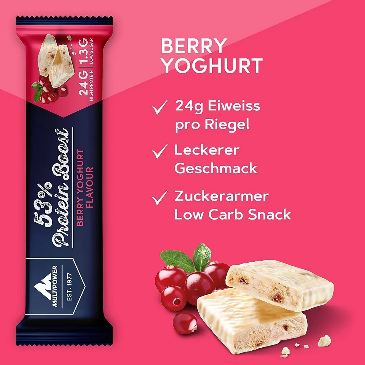 53% Protein Boost Bar (20x45g) Berry Yoghurt – Bild 5