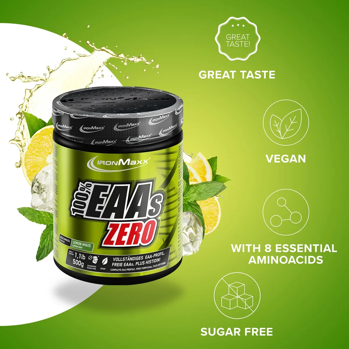 100% EAAs Zero (500g) - Lemon Minze – Bild 8