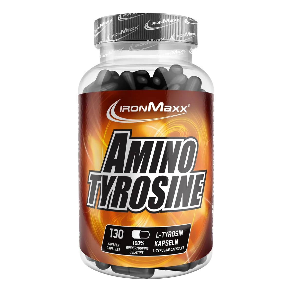 IronMaxx Amino Tyrosin – 130 Kapseln | Nahrungsergänzungsmittel mit L-Tyrosin | 700 mg pro Kapsel | Für körperliche und geistige Belastungen