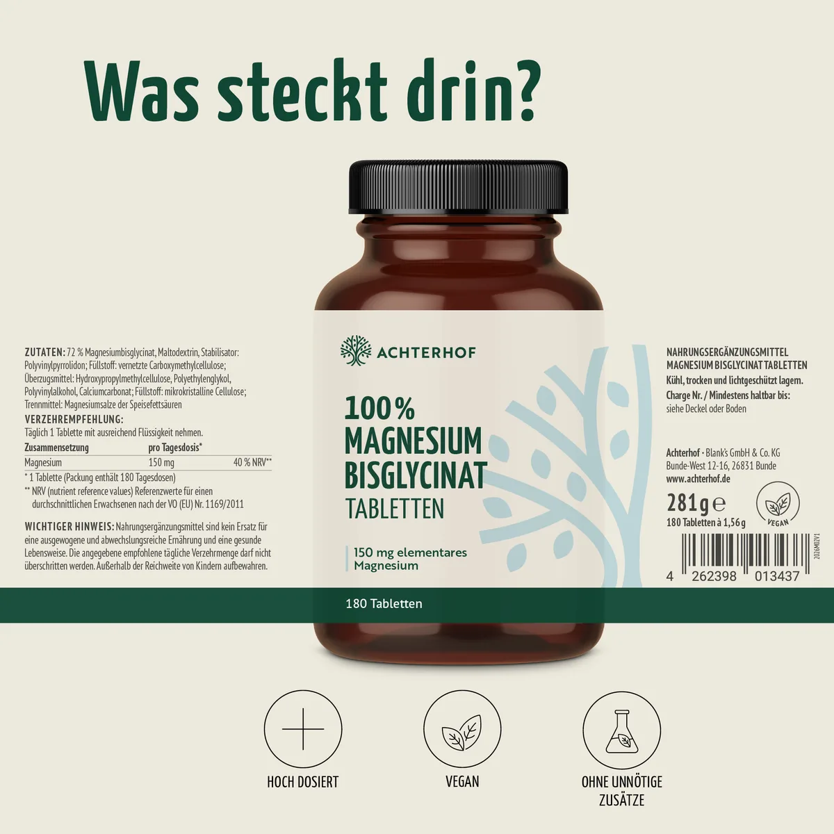 Magnesium Bisglycinat Tabletten (180 Tabletten) – Bild 6