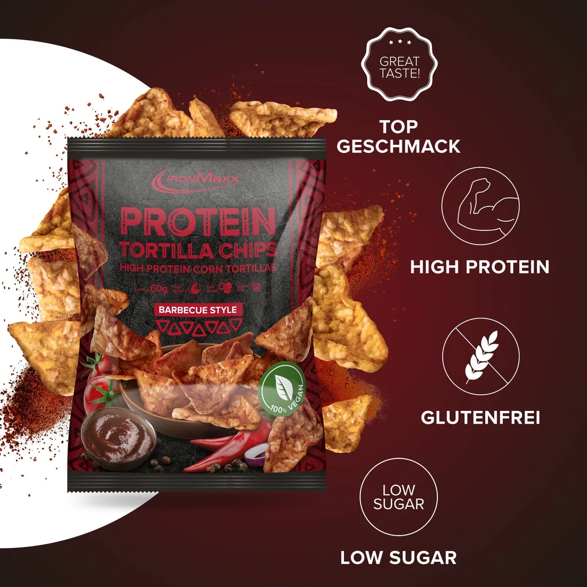 Protein Tortilla Chips 1.0 (60g) - Barbecue Style – Bild 7