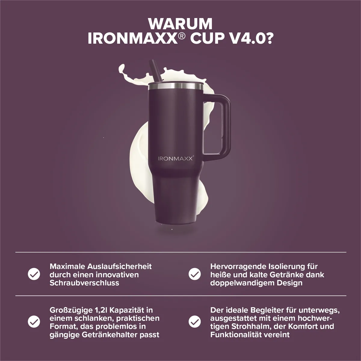 IronMaxx Cup V4.0 (1200ml) - Liquid Cherry – Bild 3