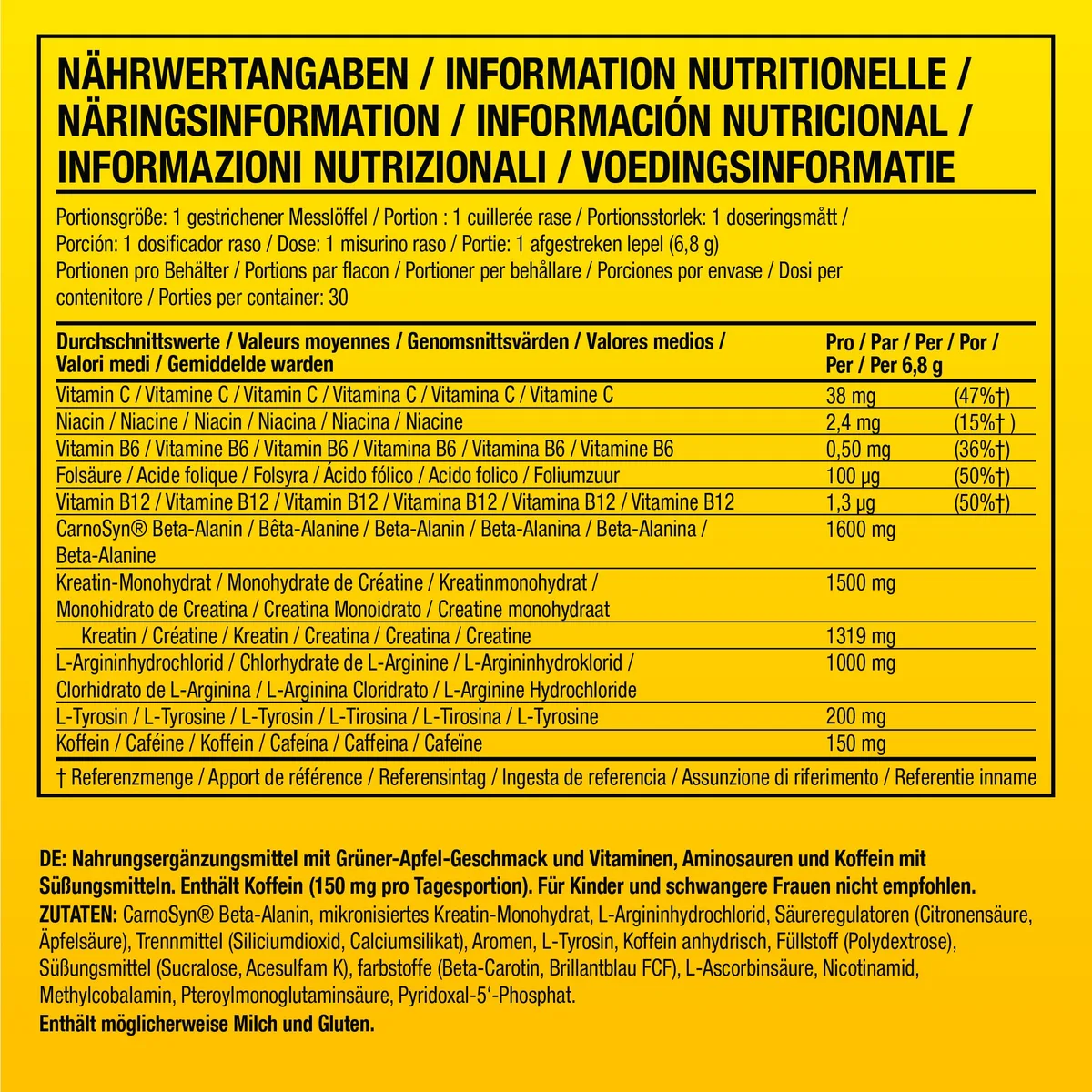 C4 Original - Pre-Workout-Booster - Getränkepulver für Energy Drink | 150 mg Koffein + Beta-Alanin + Kreatin-Monohydrat (Grüner Apfel, 30 Portionen) – Bild 6