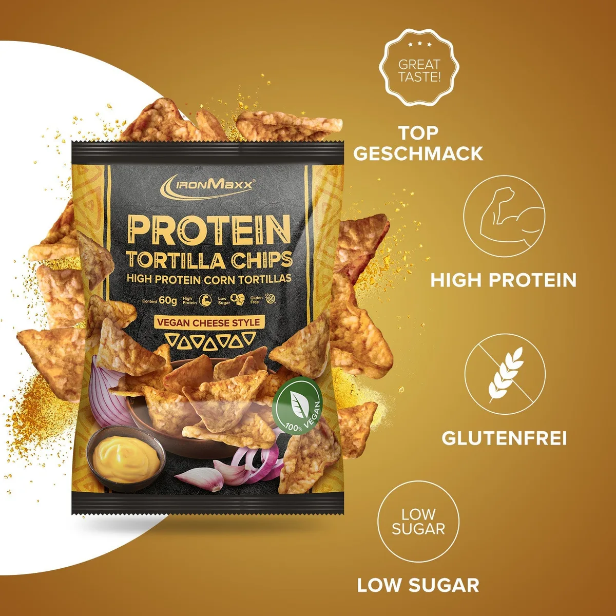 Protein Tortilla Chips 1.0 (60g) - Vegan Cheese Style – Bild 2