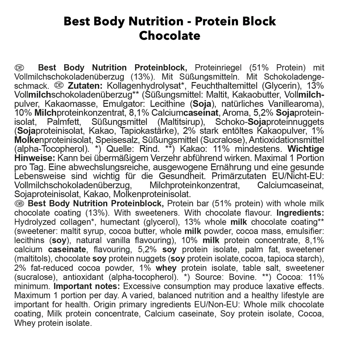 Protein Block (15x90g) Chocolate – Bild 8