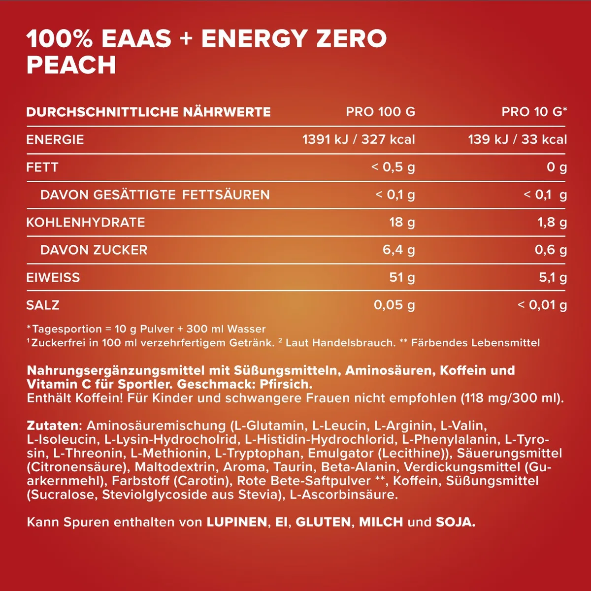 EAAs + Energy ZERO (500g) - Peach – Bild 4