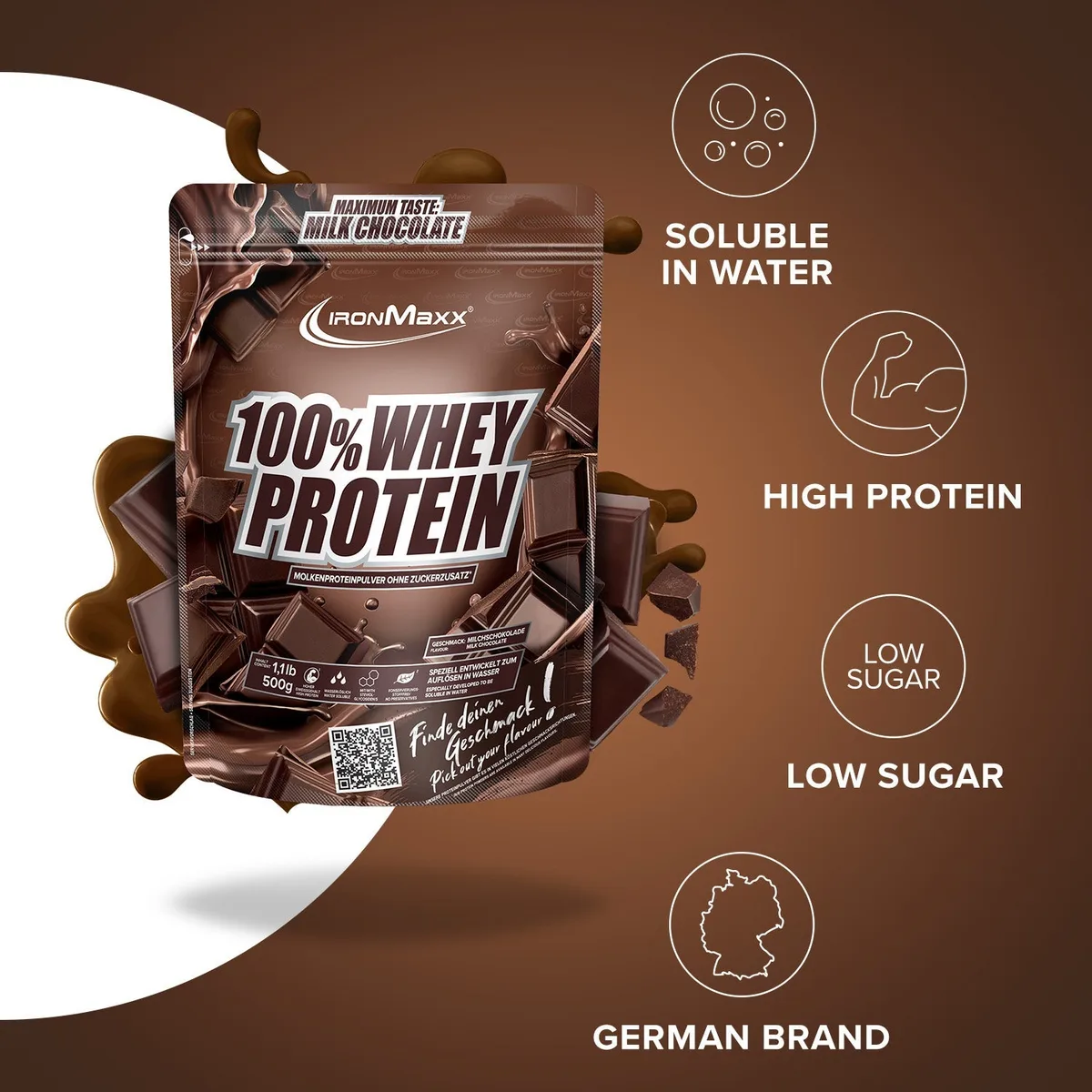 100% Whey Protein (500g) - Milchschokolade – Bild 7