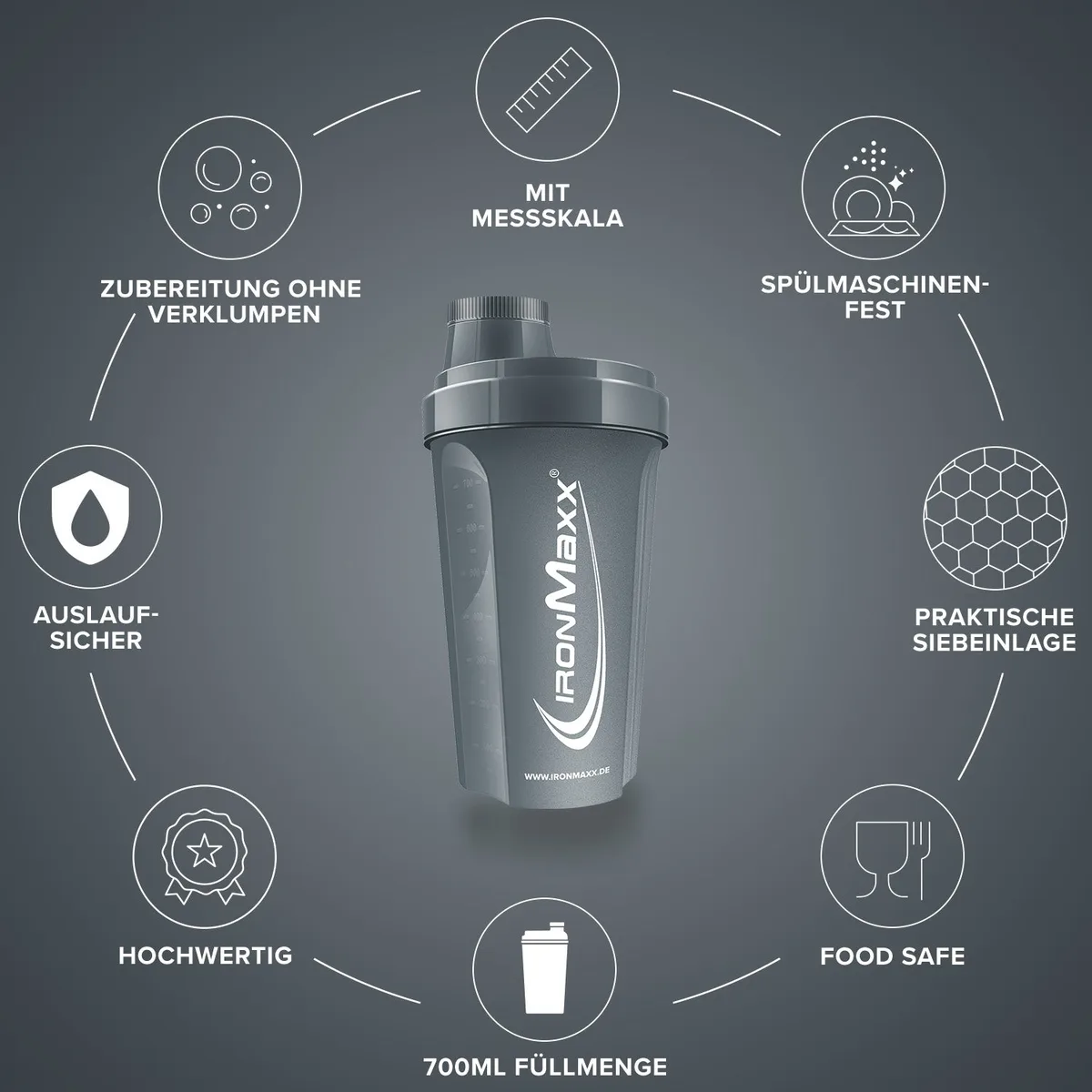 Shaker (700ml) - Anthrazit Matt – Bild 4