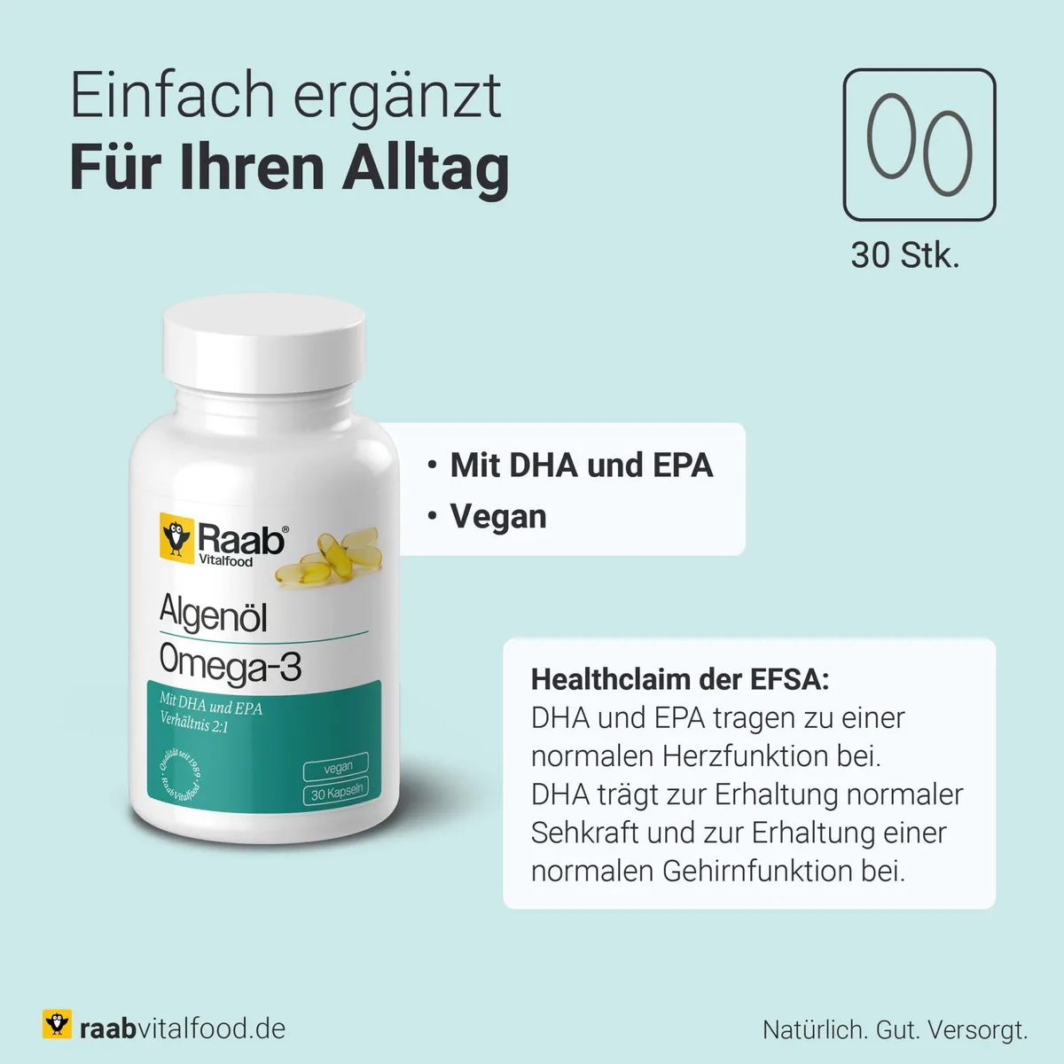 Algenöl Omega-3 (30 Kapseln) – Bild 3