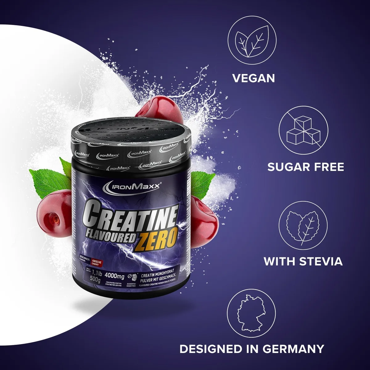 Creatine Flavoured Zero (500g) - Kirsche – Bild 3