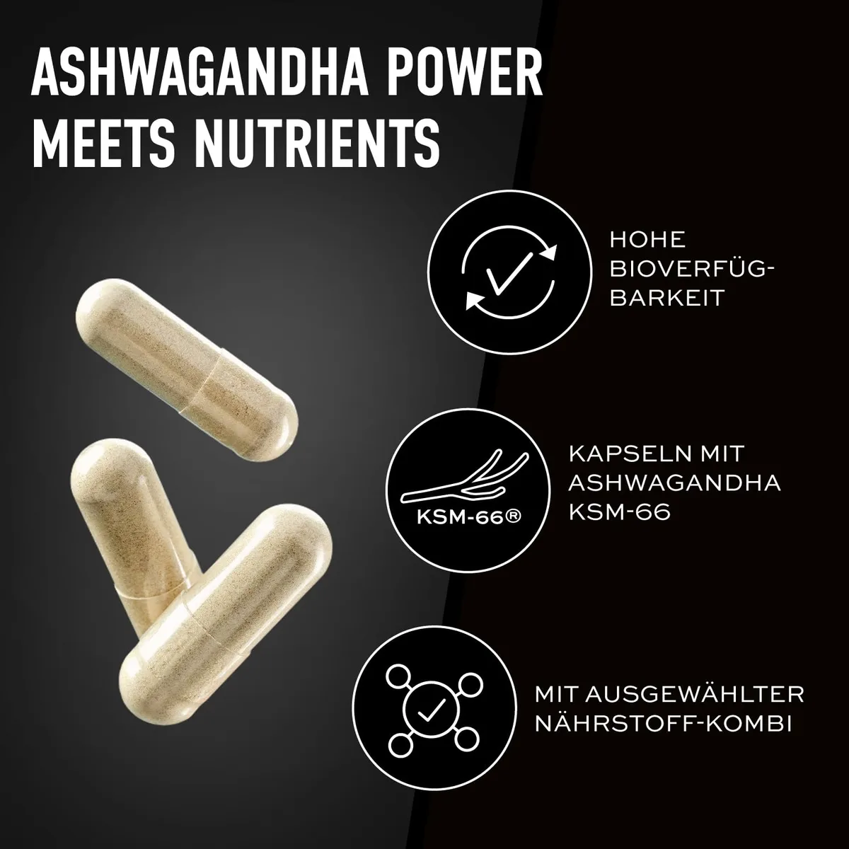 ESN Ashwa +, Ashwagandha hochdosiert, patentiertes KSM 66®, 120 Kapseln, mit Magnesium, Vitamin B6 & Zink - made in Germany – Bild 2
