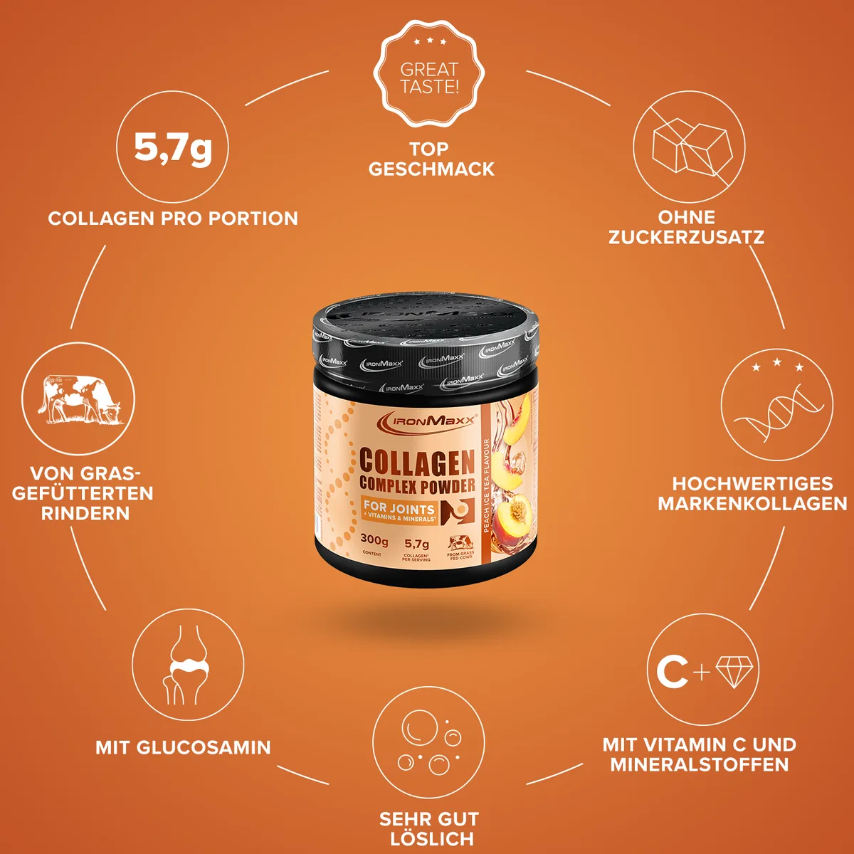 Collagen Complex Powder (300g) - Peach Ice Tea – Bild 5