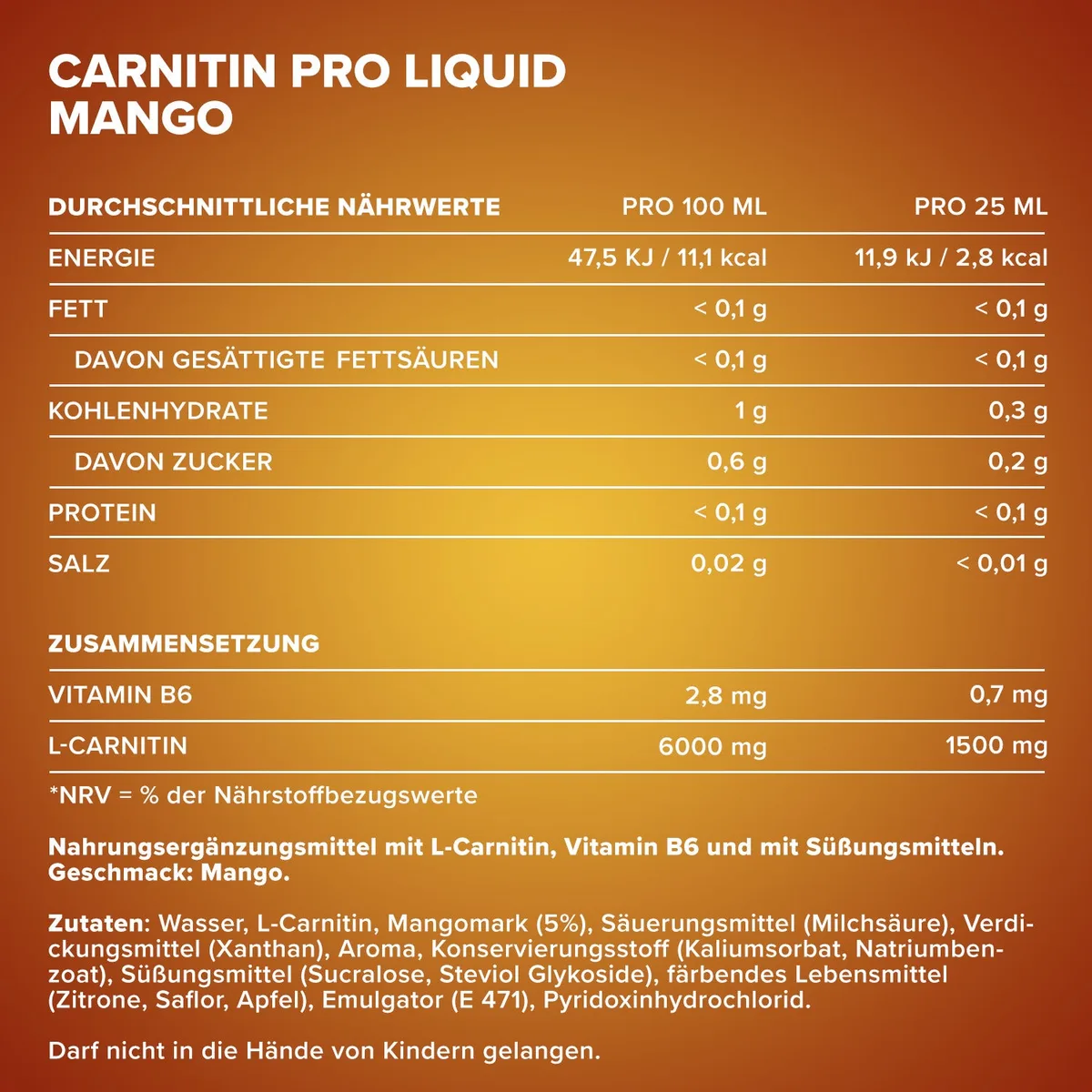 Carnitine Pro Liquid (1000ml) - Mango – Bild 4