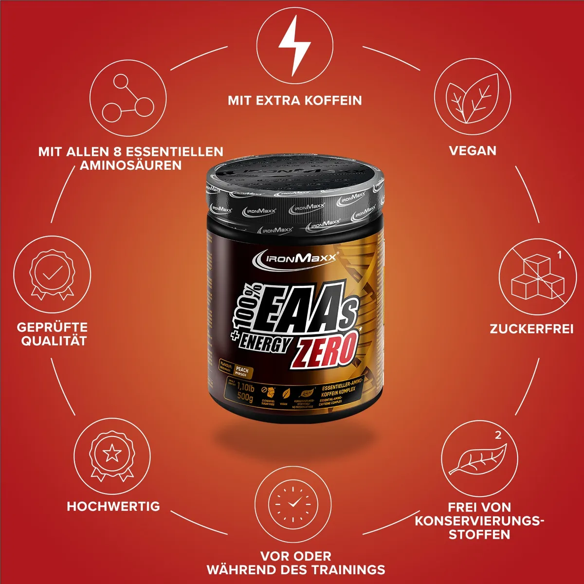 EAAs + Energy ZERO (500g) - Peach – Bild 5
