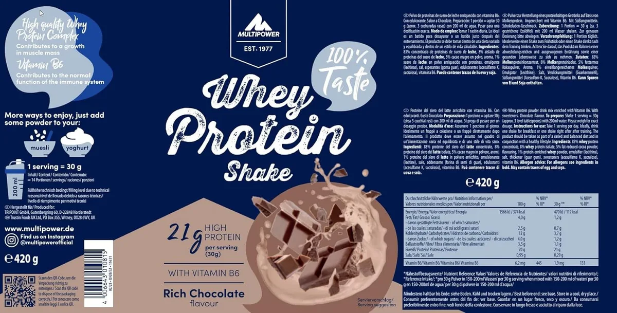 Whey Protein Shake (420g) Vanilla – Bild 6