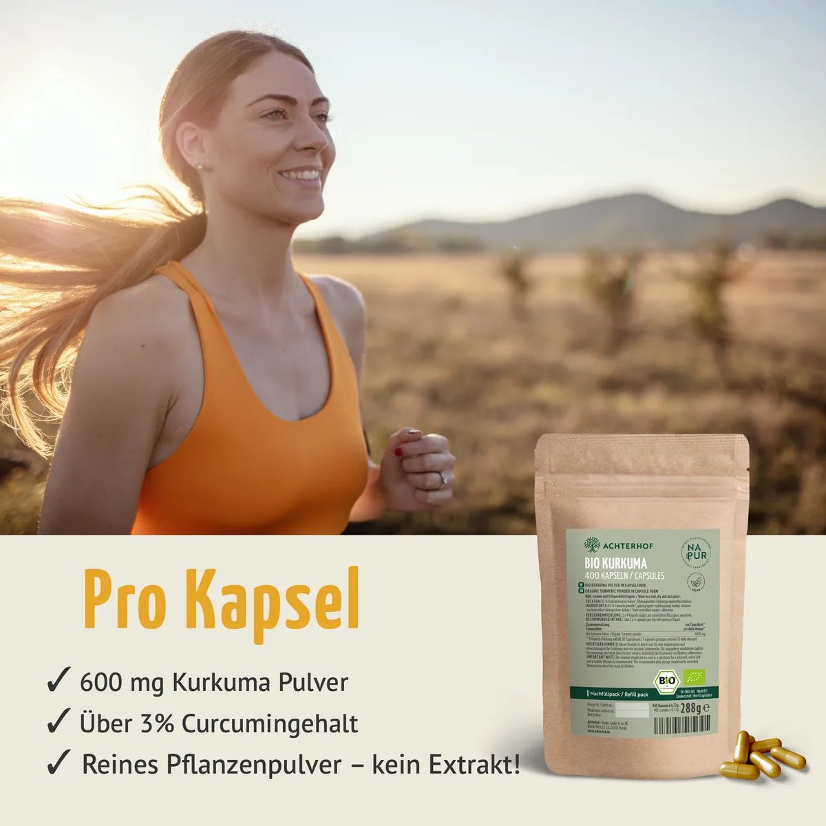 Bio Kurkuma Kapseln Nachfüllpack (400 Kapseln) – Bild 4