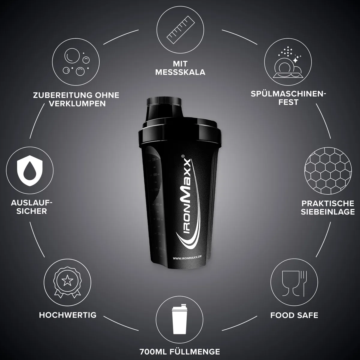 Shaker (700ml) - Schwarz – Bild 4