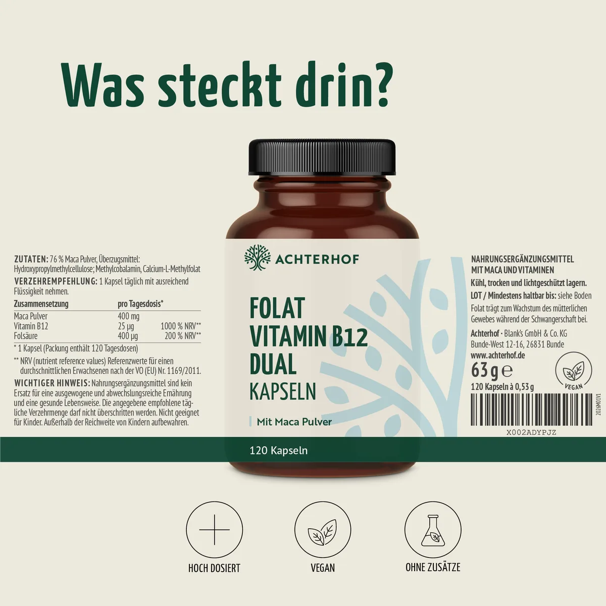 Folat Vitamin B12 Dual Kapseln (120 Kapseln) – Bild 7