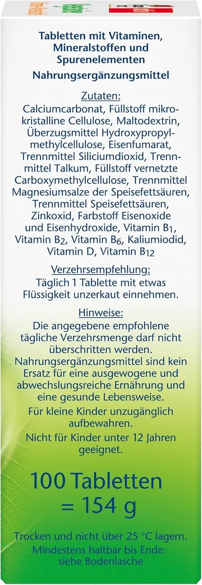Vegetarier Vitamine + Mineralen (100 Tabletten) – Bild 4