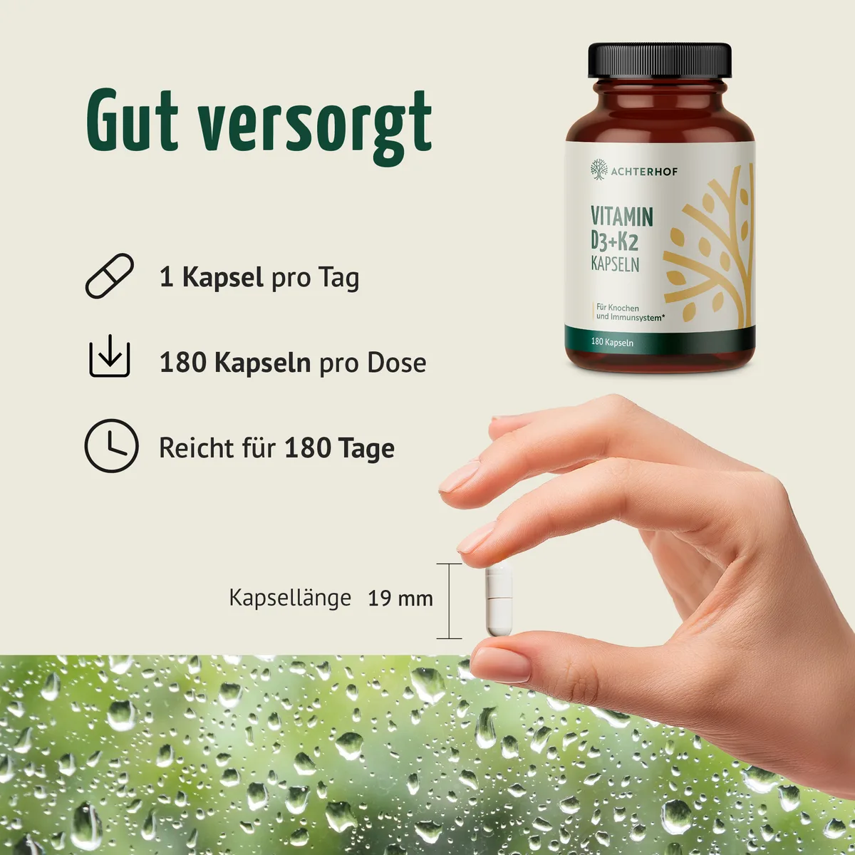 Vitamin D3+K2 Kapseln (180 Kapseln) – Bild 4