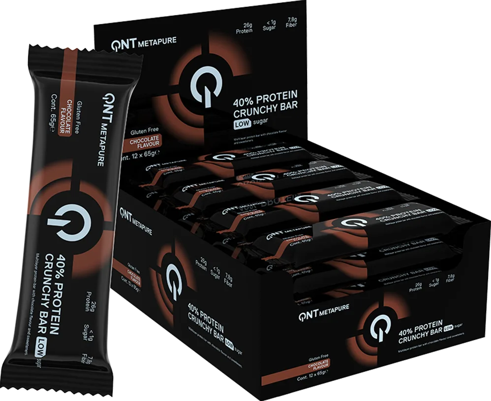 QNT Metapure 40% Protein Crunchy Bar Low Sugar 12 x 65 g