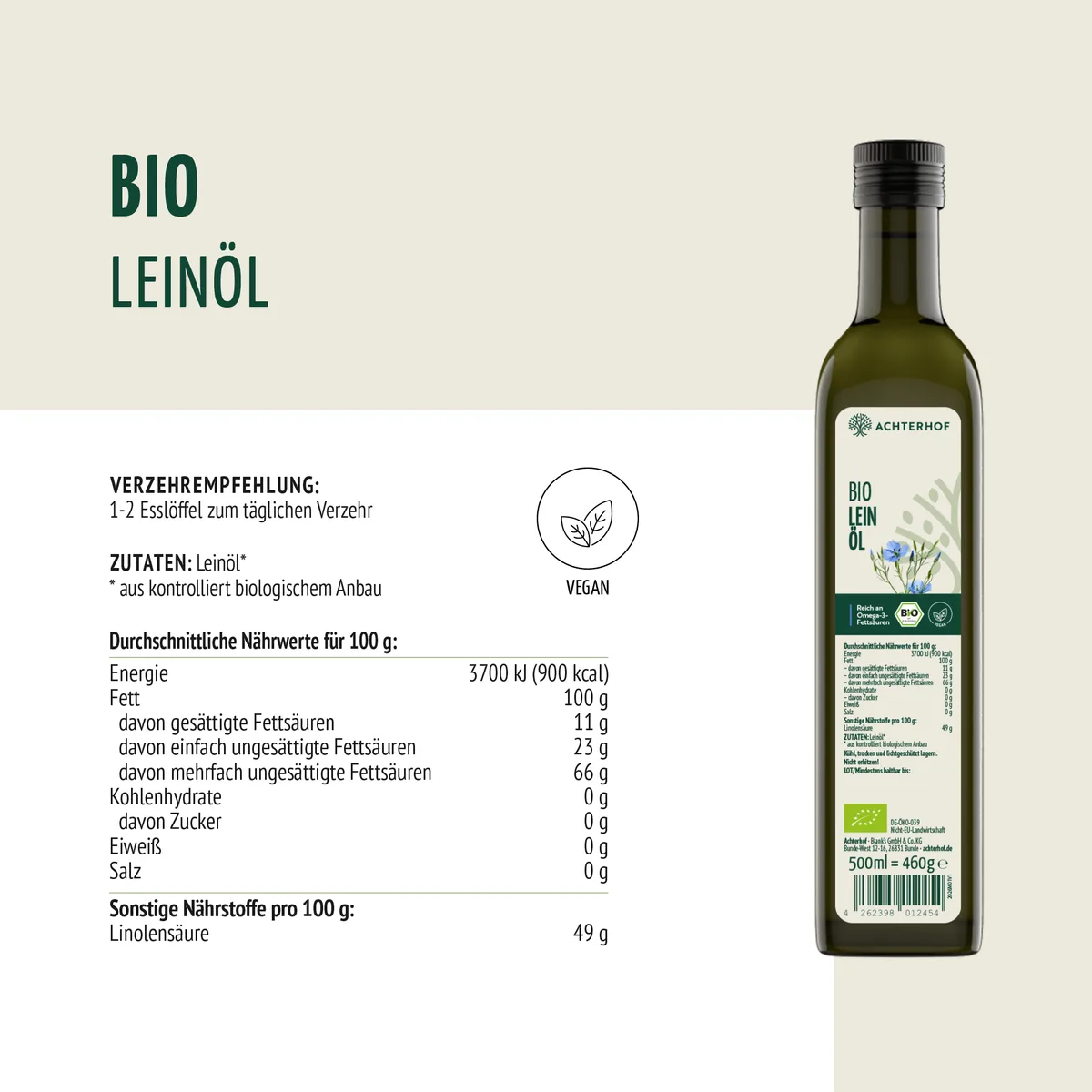 Bio Leinöl (500ml) – Bild 6