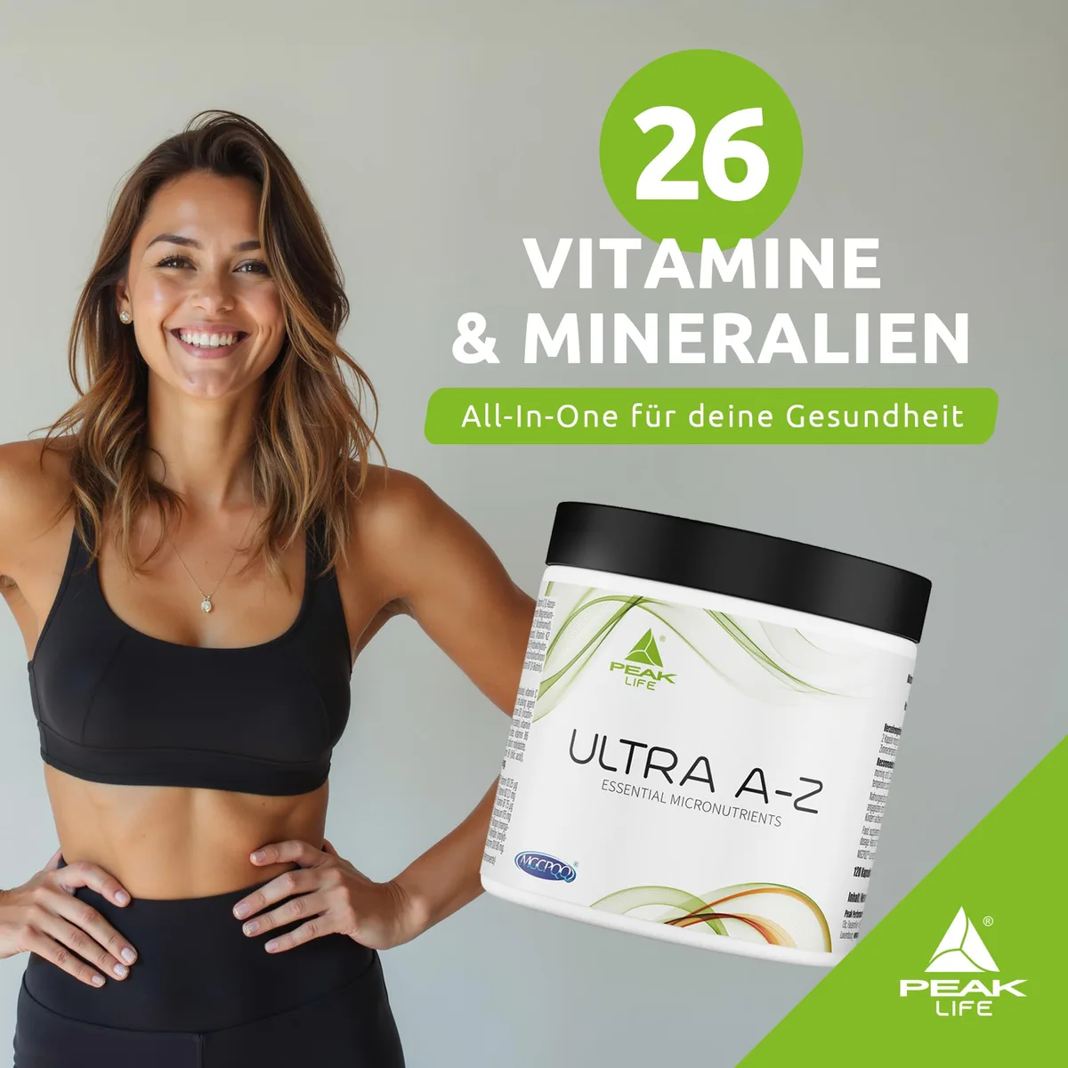 PEAK Ultra A-Z - 120 Kapseln I 30 Portionen I Multivitamin I 14 Vitamine I 11 Mineralstoffe und Spurenelemente I mit MGCPQQ I Coenzym Q10 I Bor I hohe Bioverfügbarkeit I verbesserte Formel – Bild 2