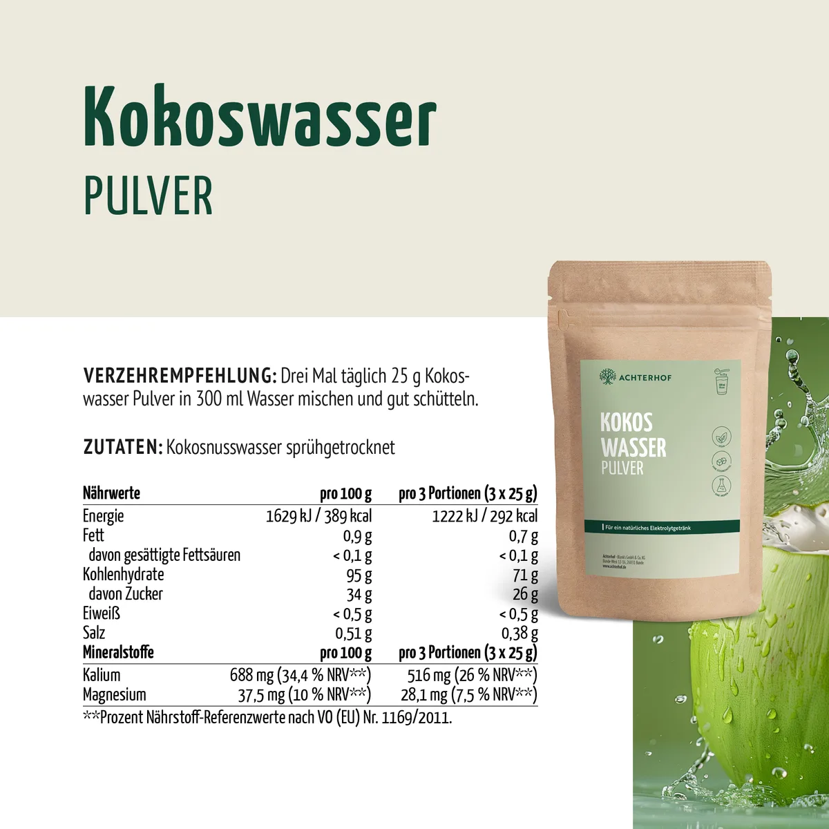 Kokoswasser Pulver (250g) – Bild 6