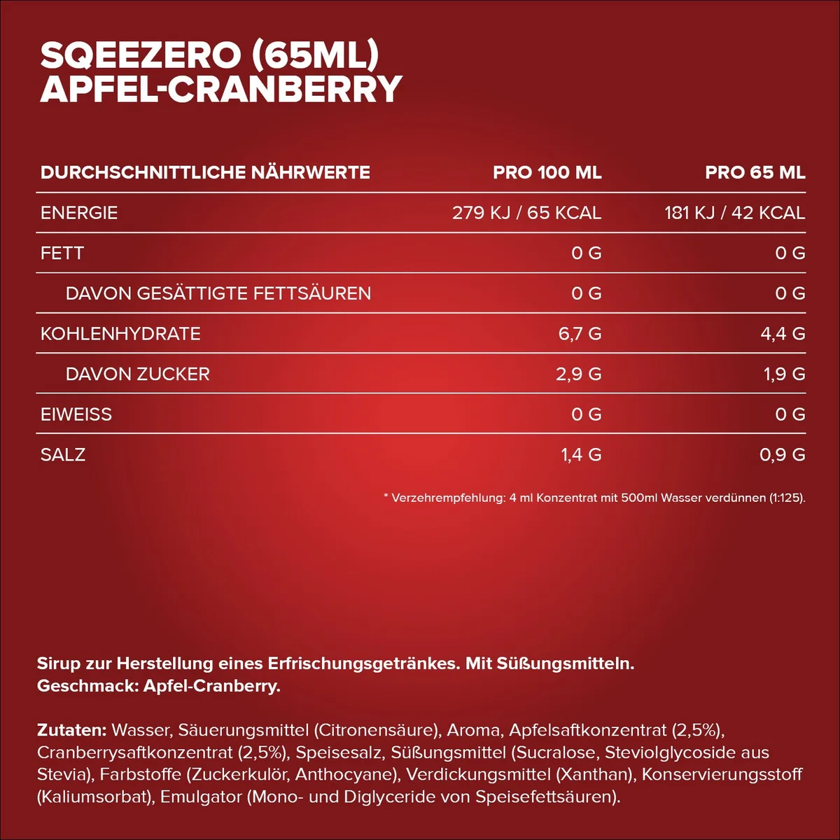 SqueeZero (65ml) - Apple Cranberry – Bild 4