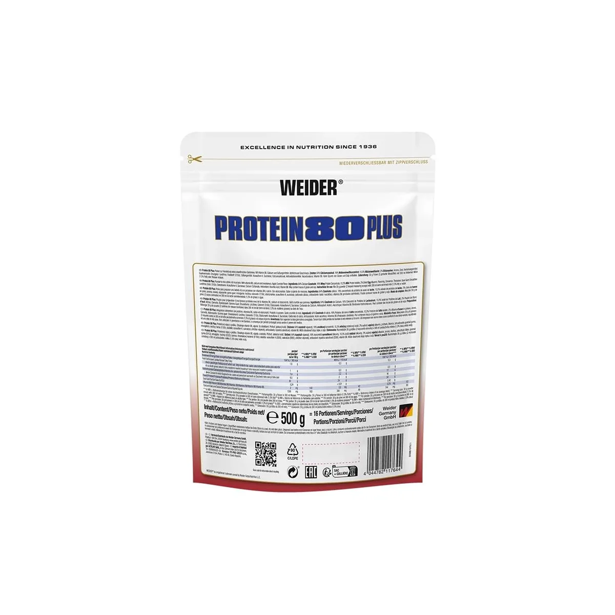 Weider - Protein 80 Plus - 4-Komponenten Protein Pulver - Hoher Proteingehalt mit 80% Eiweiß - Cremige Shakes mit Calcium & Vitamin B6 - 500g - Apple Crumble – Bild 5