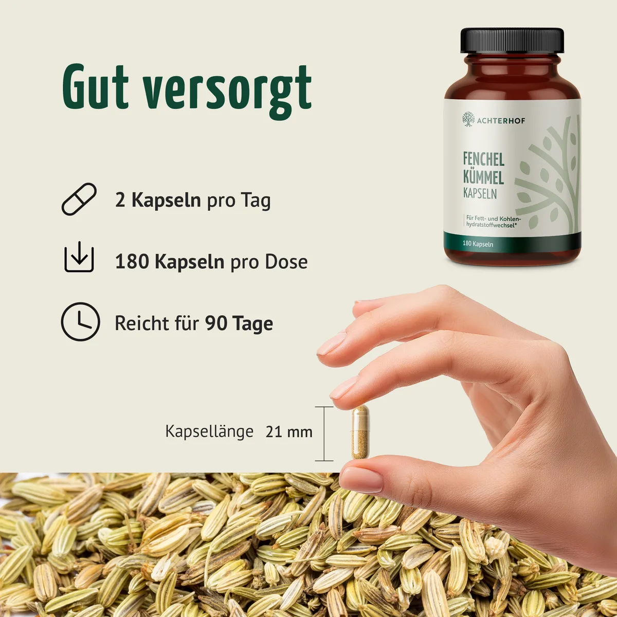 Fenchel Kümmel Kapseln (180 Kapseln) – Bild 4