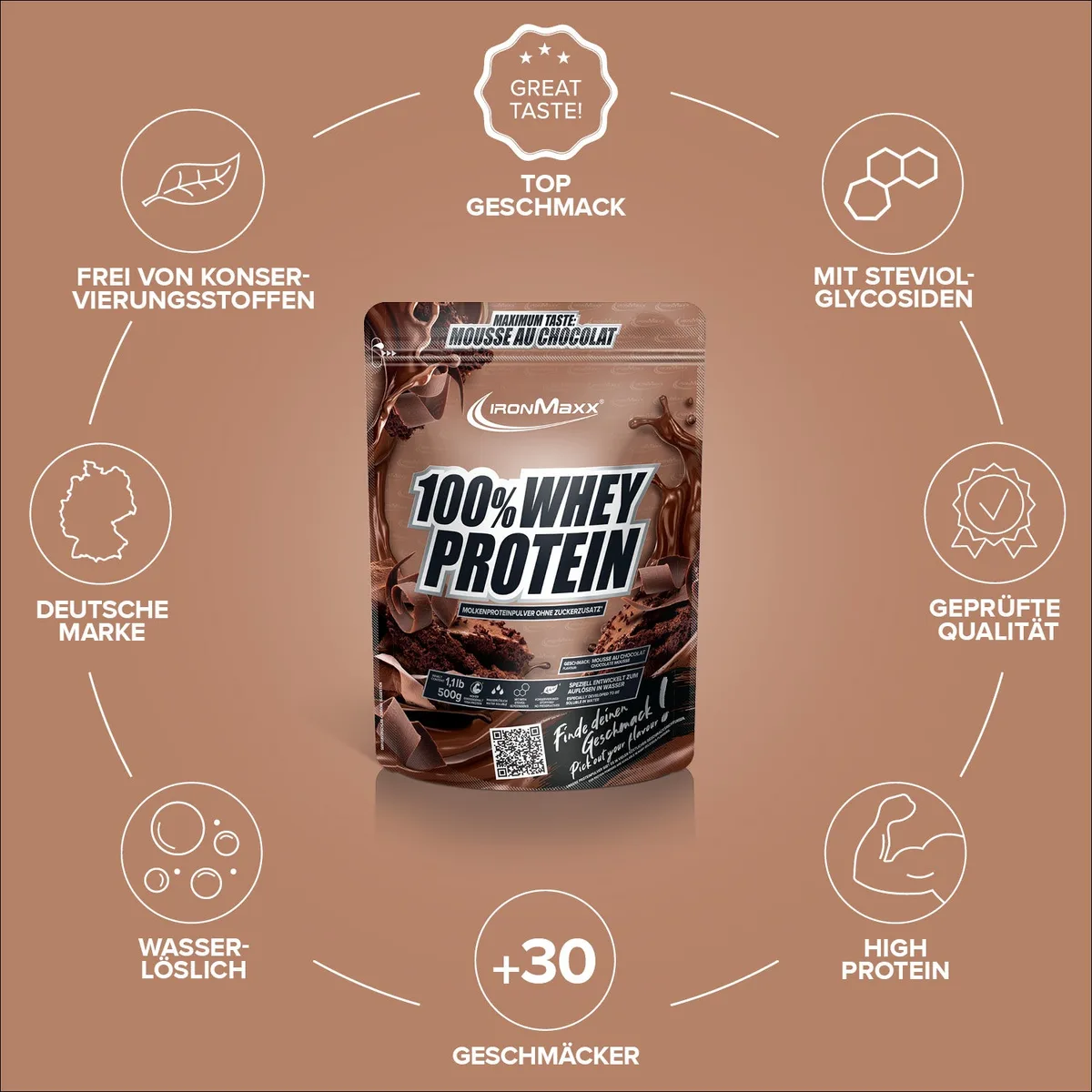 100% Whey Protein (500g) - Mousse Au Chocolat – Bild 5