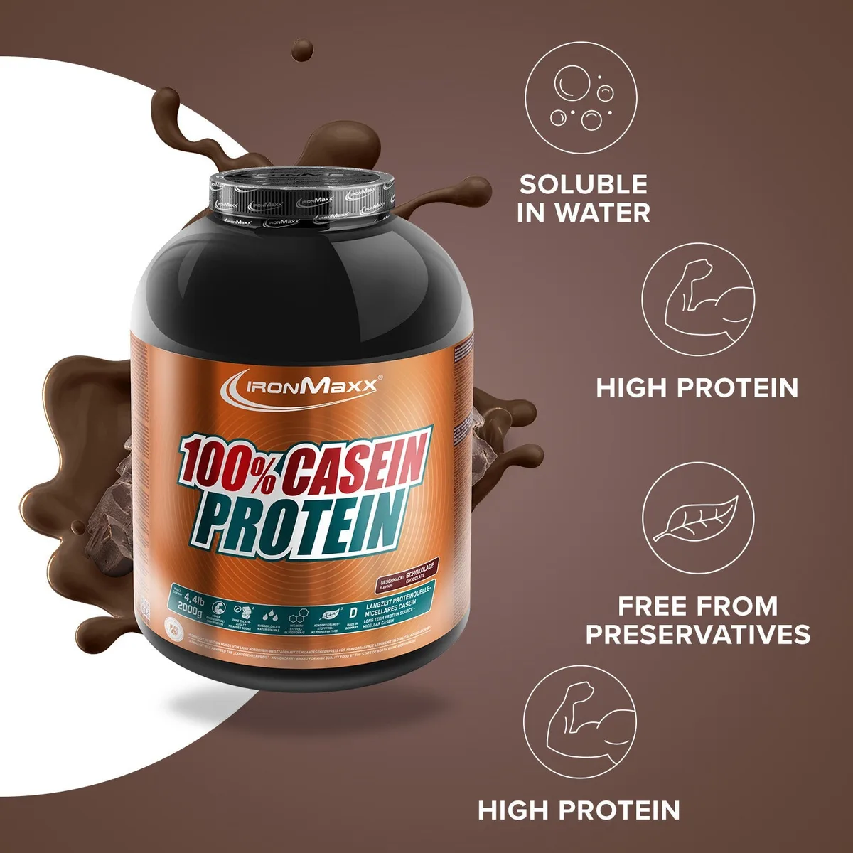 100% Casein Protein (2000g) - Schokolade – Bild 7