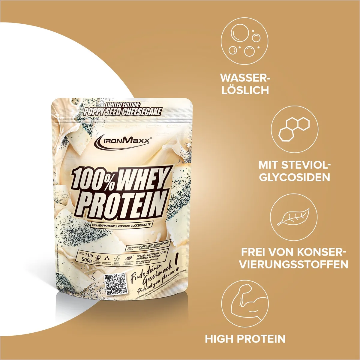 100% Whey Protein (500g) - Poppy Seed Cheesecake – Bild 2