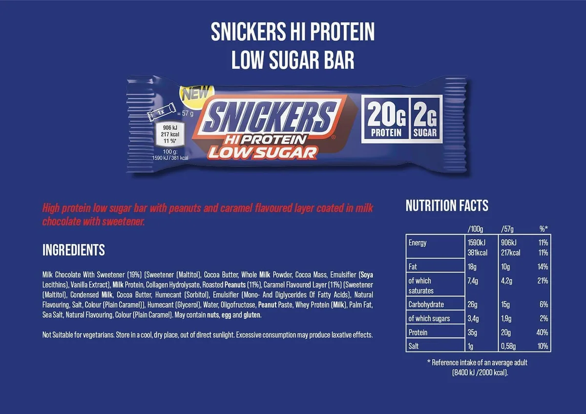 Snickers Low Sugar High Protein Bar (12x57g) White Chocolate – Bild 5