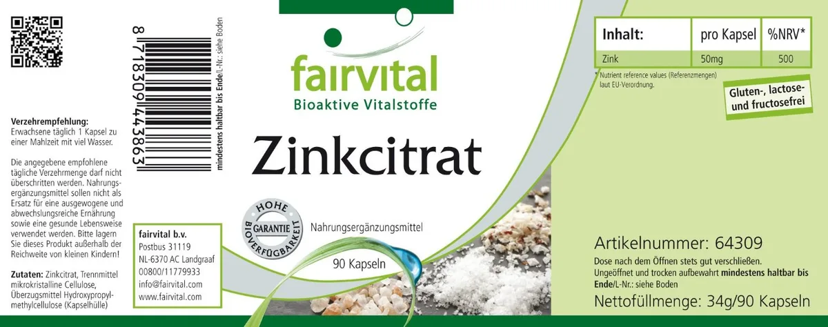 Zinkcitrat mit 50mg Zink (90 Kapseln) – Bild 2