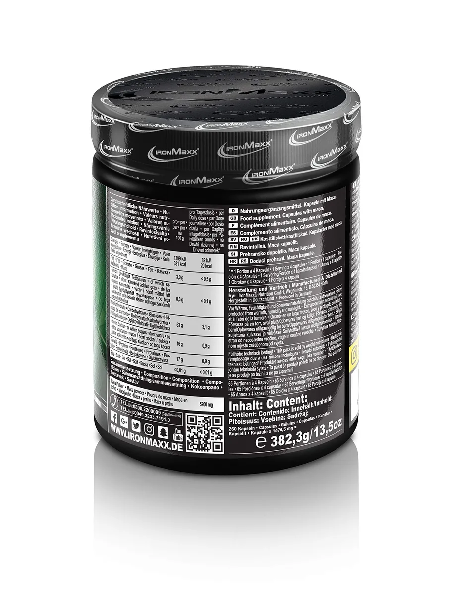 IronMaxx Maca Origin – Hochdosierte Maca Kapseln 260 Stück | 1300 mg Reiner Maca Extrakt aus Peru | Vegan, Pflanzlich & Premium Qualität – Bild 2
