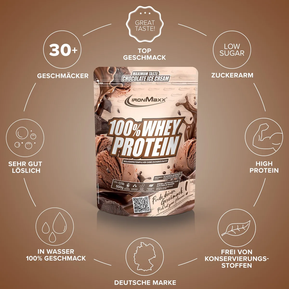 100% Whey Protein (500g) - Ice Cream Chocolate – Bild 5