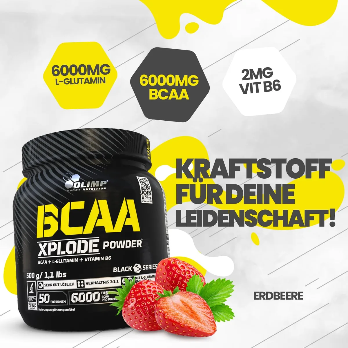 Olimp BCAA Xplode Powder (500 g) - Erdbeere – Bild 3