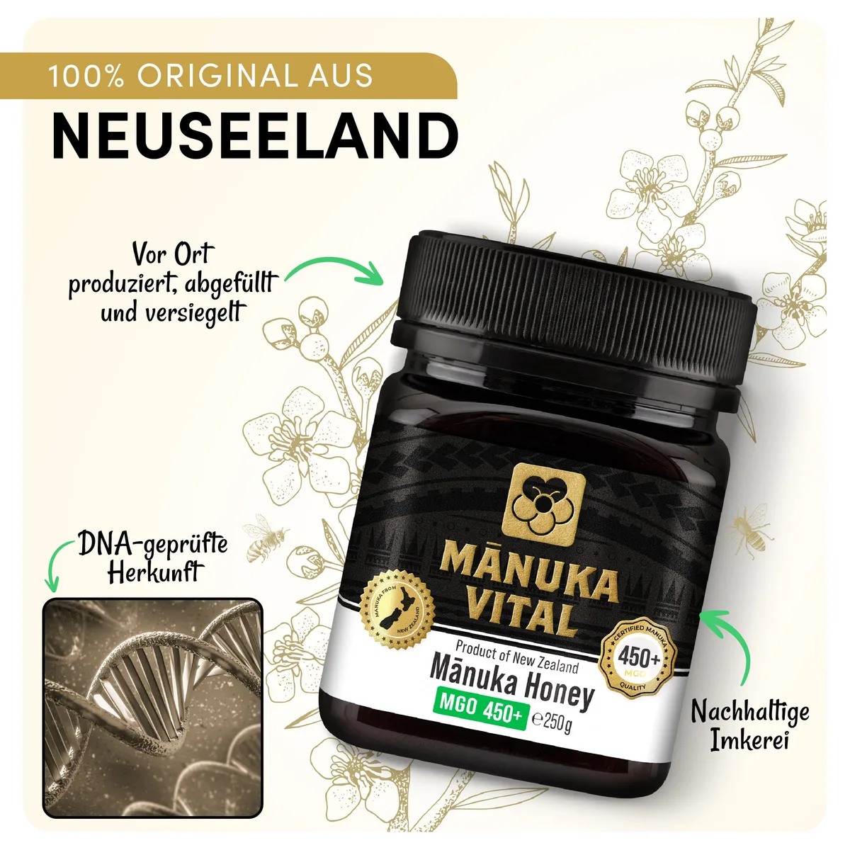 Manuka Vital Honig MGO 450+ (250g) – Bild 3