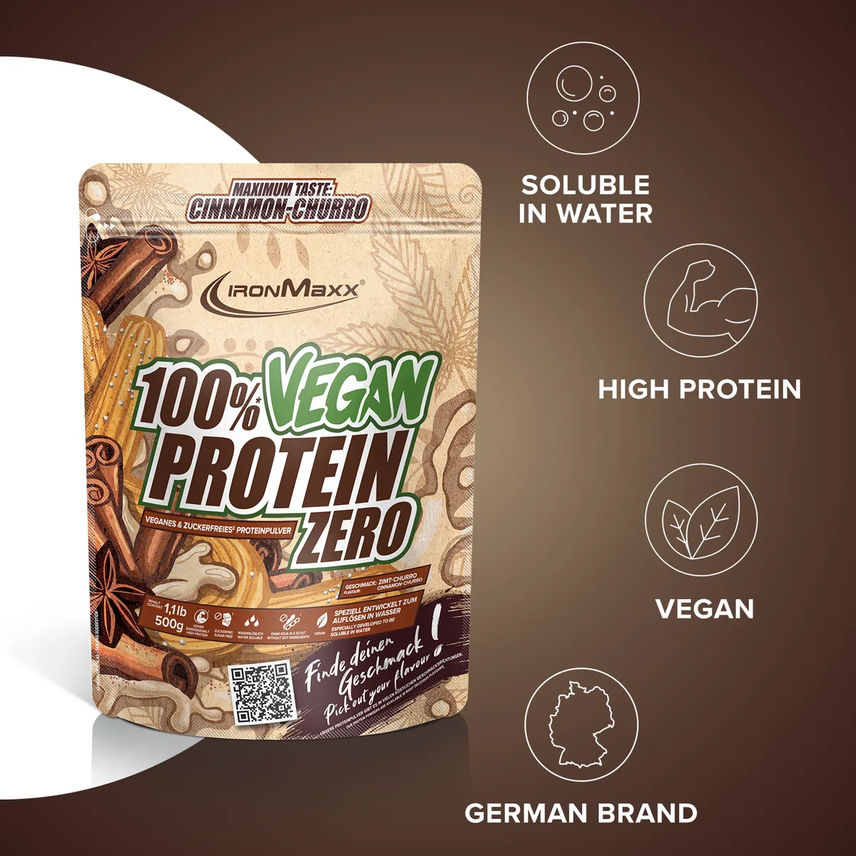 100% Vegan Protein Zero (500g) - Cinnamon Churro – Bild 7